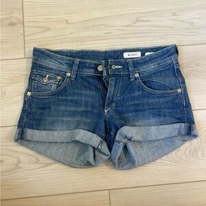 H&M Cuffed Denim Shorts Size 6 | Mid Rise Blue Jean Shorts